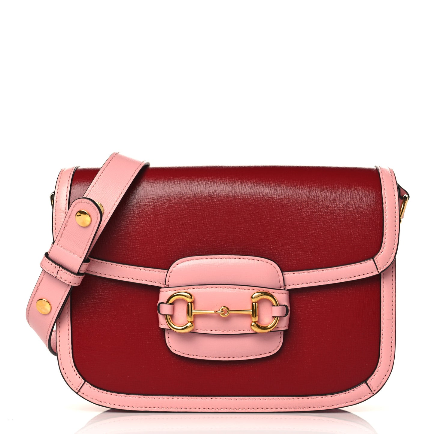 Azalea Calfskin Horsebit 1955 Shoulder Bag New Cherry Red Wild Rose