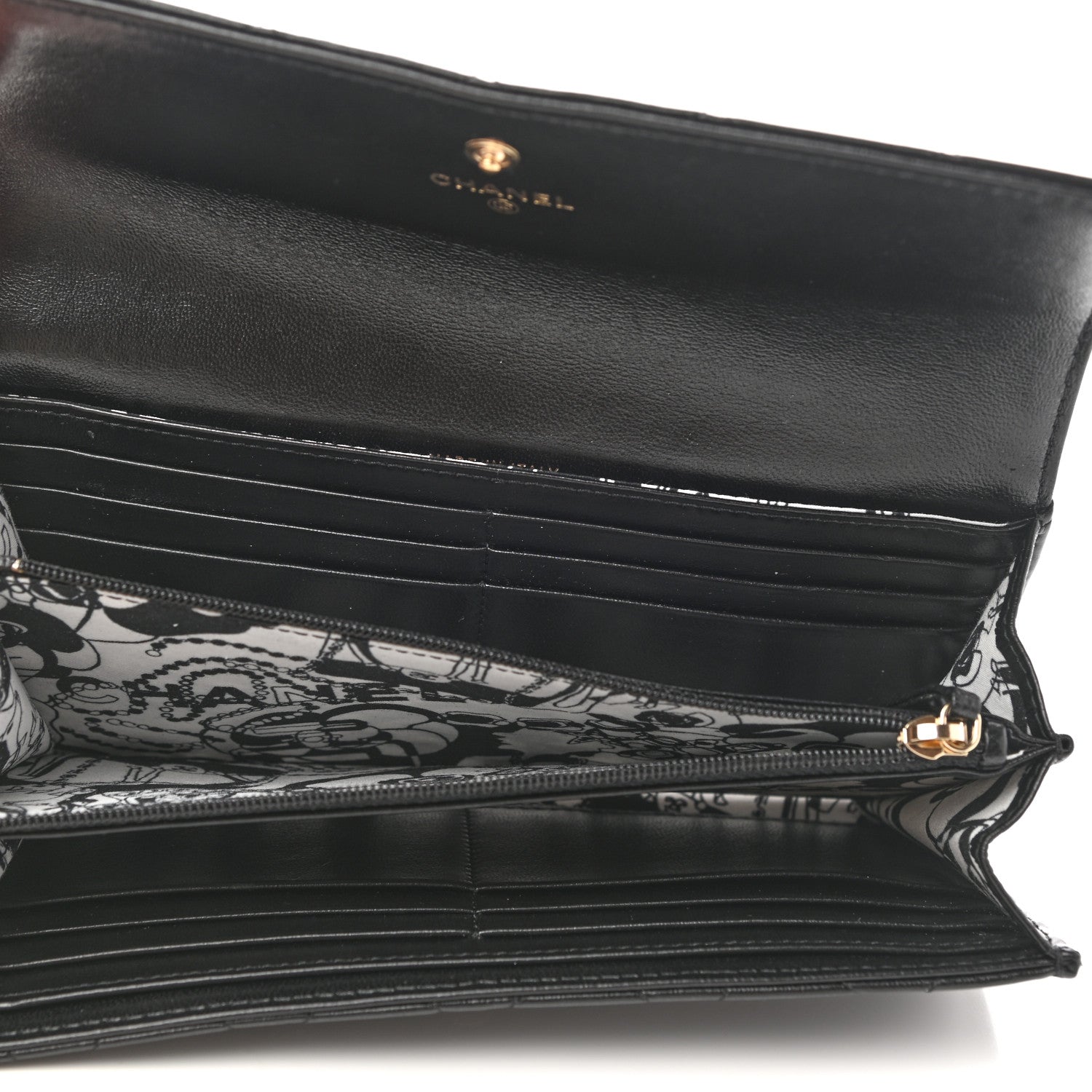 Chanel Lambskin Quilted Long Flap Wallet Black 5 of 9