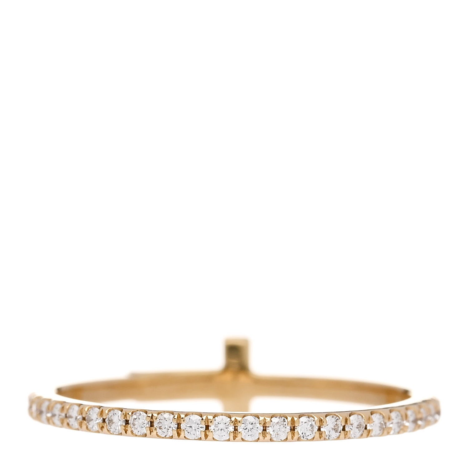 Tiffany 18K Yellow Gold Diamond T Wire Pave Ring 50 5.5 3 of 4