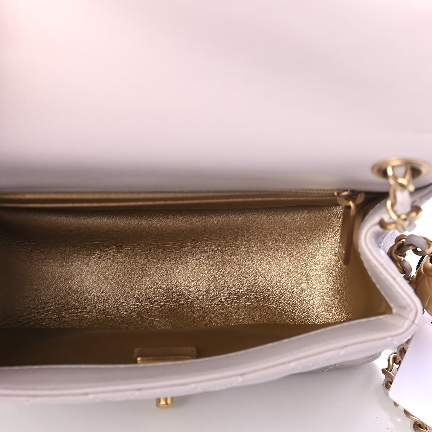 Lambskin Quilted Mini Pearl Crush Flap Light Purple