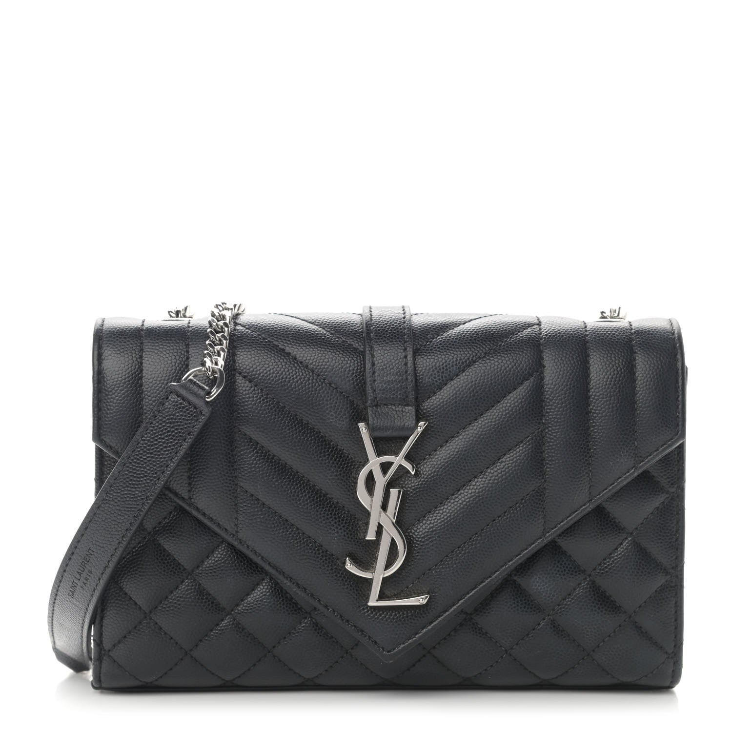 Saint Laurent Grain De Poudre Tri-Quilt Small College Monogram Satchel Black 1 of 17