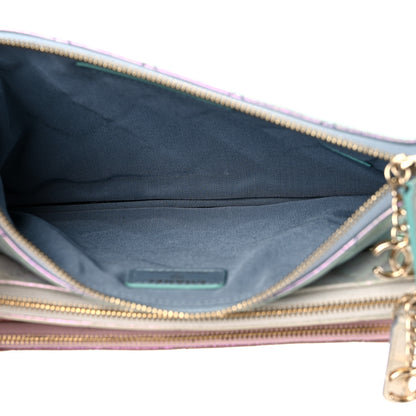 Chanel Iridescent Crumpled Calfskin Trio Cosmetic Case Blue Pink Ivory 8 of 13