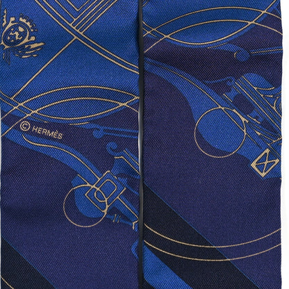 Hermes Silk Ex-Libris Twilly Indigo Black Beige 4 of 4