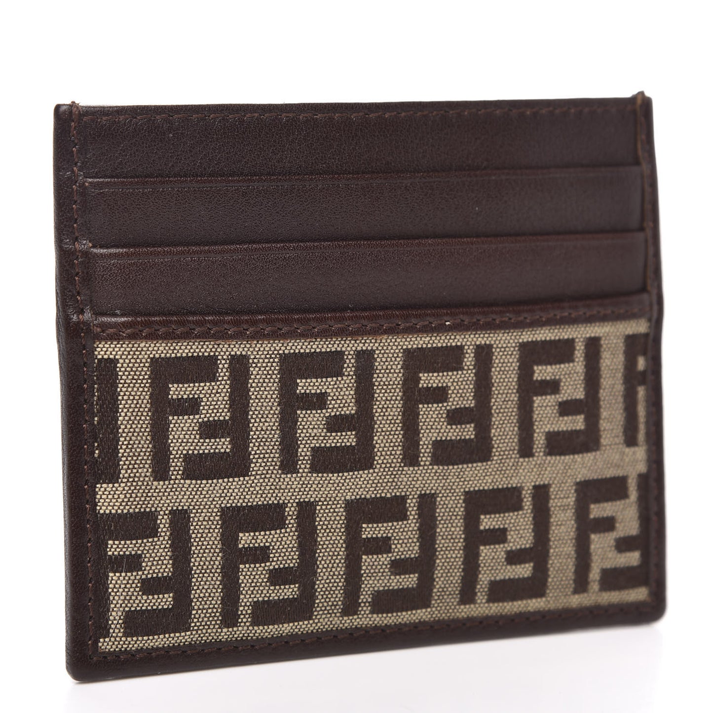Zucchino Calfskin Card Holder Mogano Panna Marrone