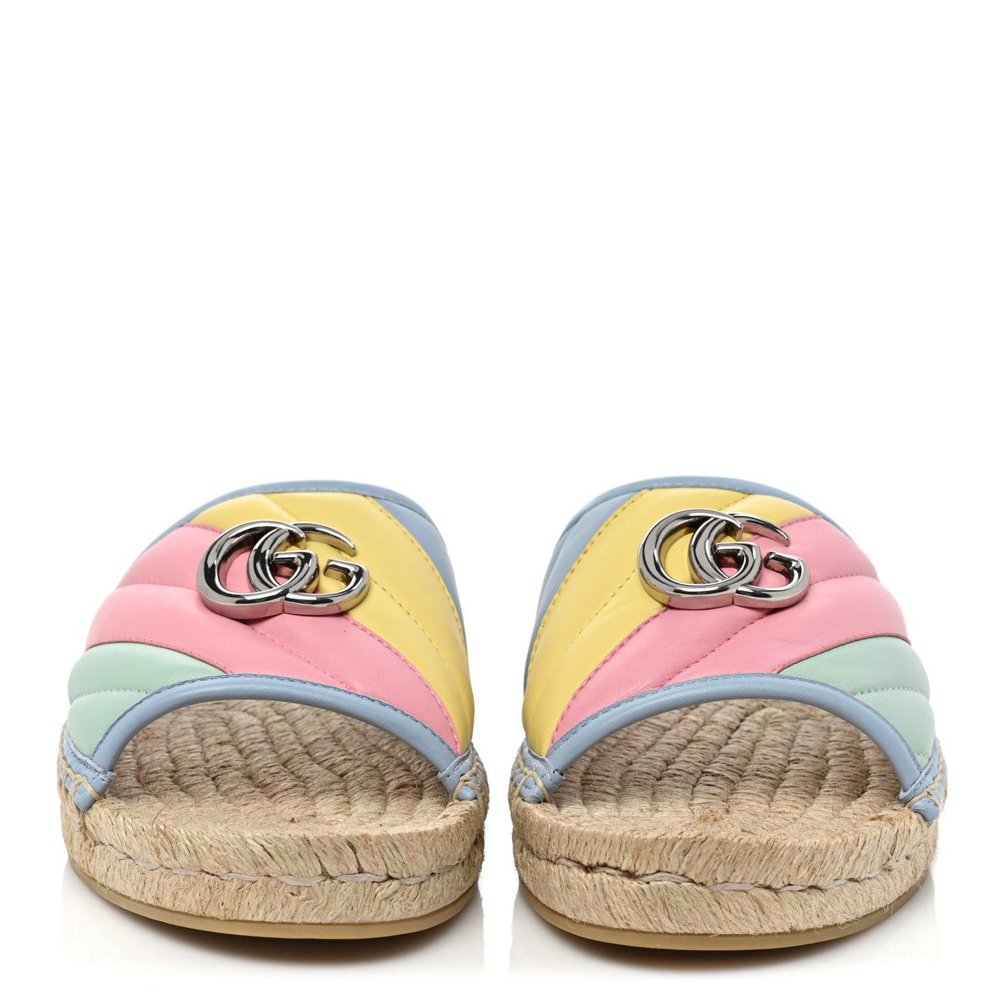 Nappa Matelasse Diagonal GG Marmont Espadrilles Slide Sandals 40 Multicolor Pastel