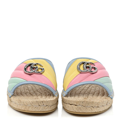 Gucci Nappa Matelasse Diagonal GG Marmont Espadrilles Slide Sandals 40 Multicolor Pastel 2 of 10