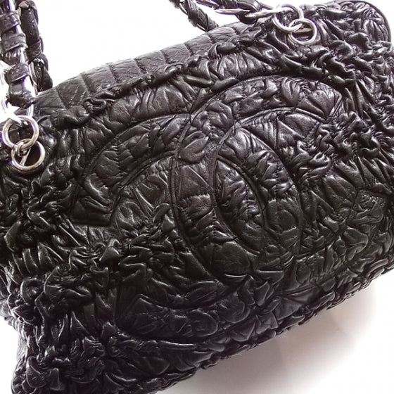 Chanel Lambskin Classic Crinkled Scrunched Bowler Black 7 of 10
