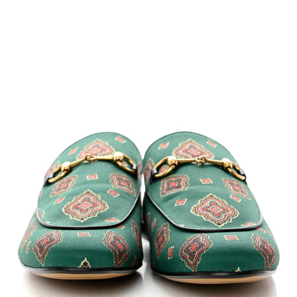 Gucci Satin Goatskin Jewel Highlands Printed Mens Princetown Slippers 12 Green 2 of 9