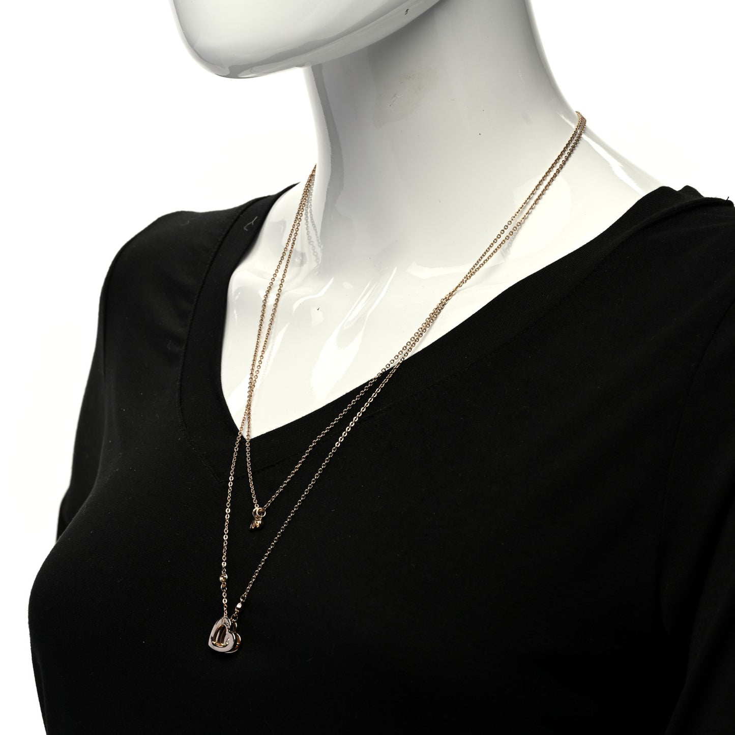 Crystal Heart Multi Strand Necklace Gold
