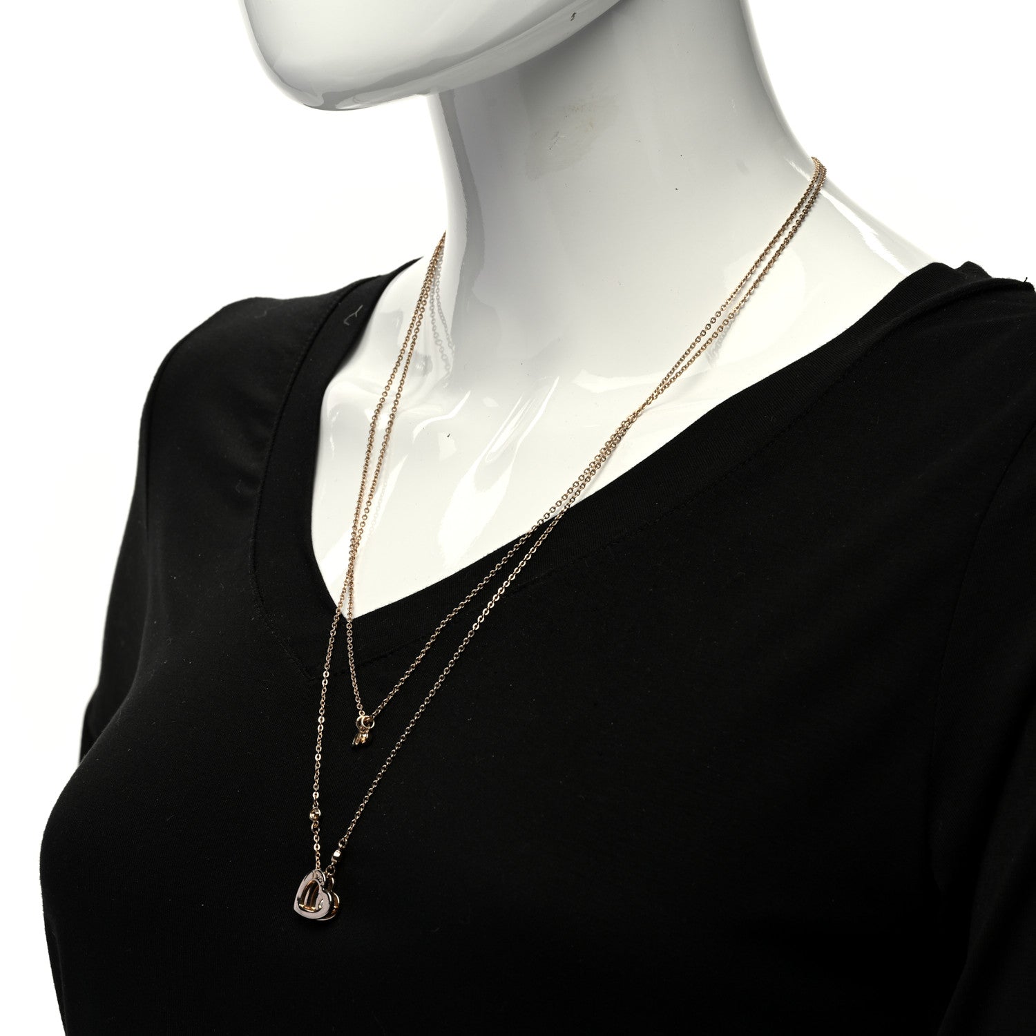 Christian Dior Crystal Heart Multi Strand Necklace Gold 2 of 5