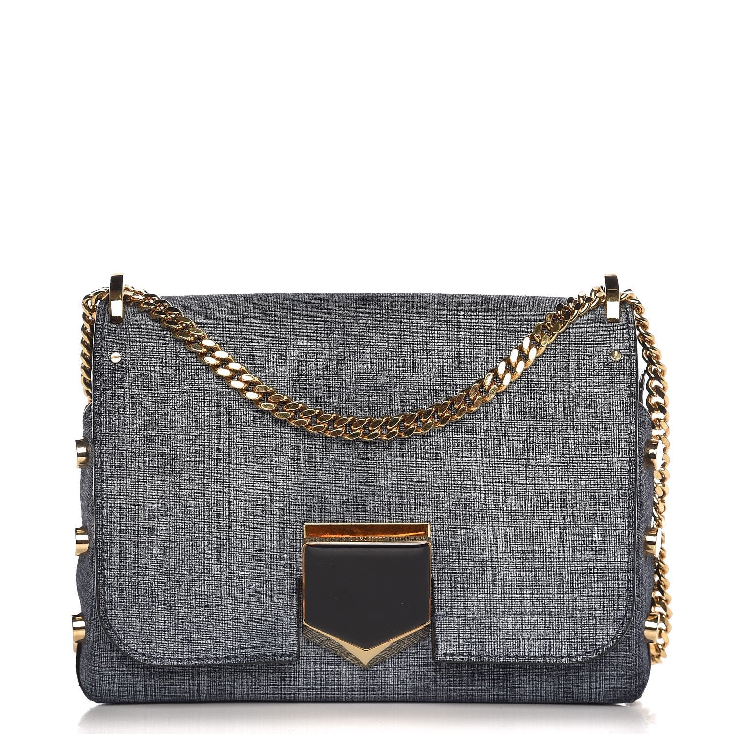 Jimmy Choo Denim Calfskin Lockett Petite Shoulder Bag Light Indigo 1 of 11