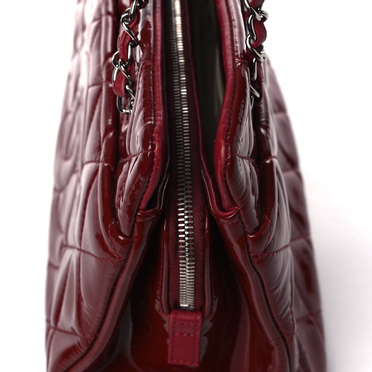 Patent Quilted Timeless CC Soft Tote Red