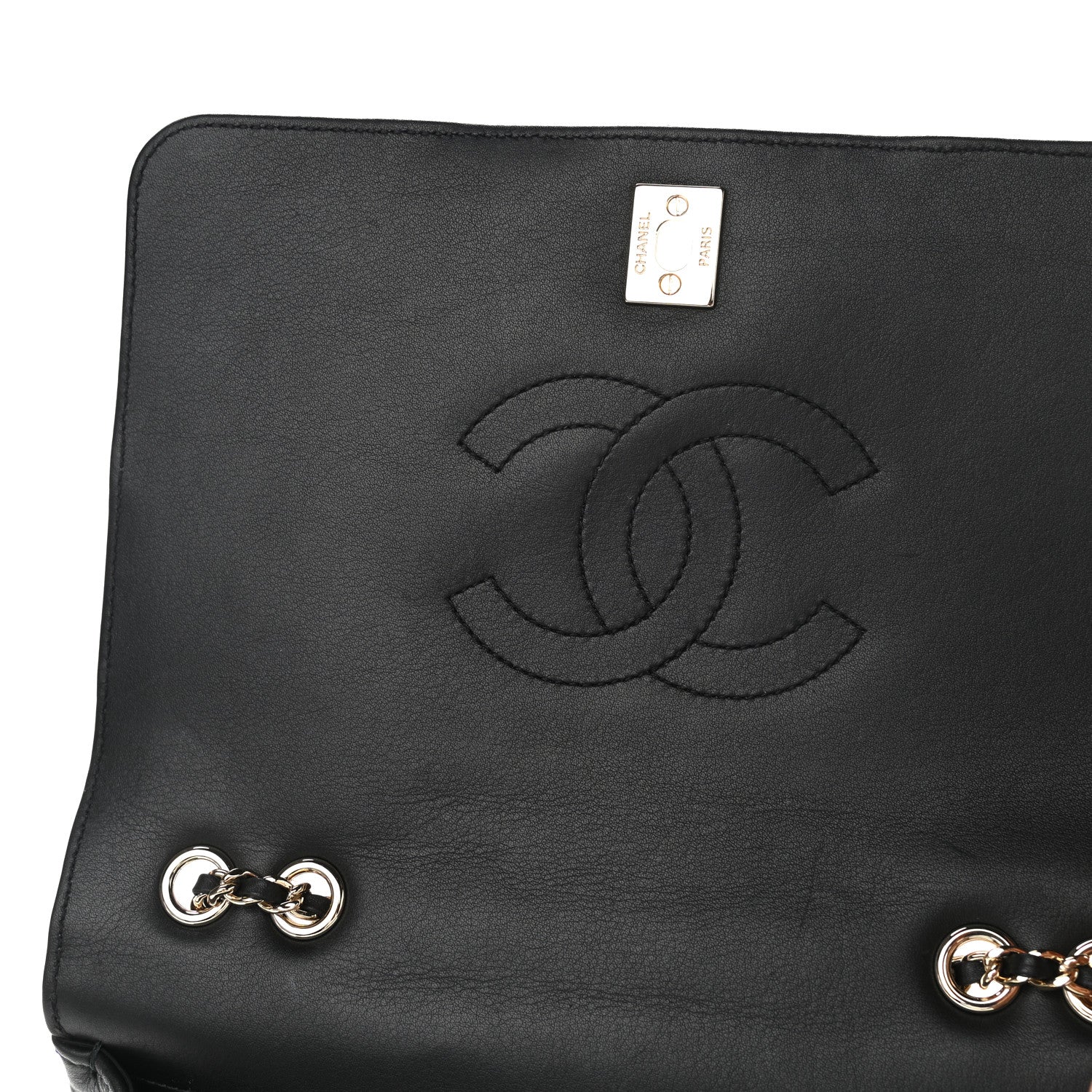 Chanel Calfskin Chevron Quilted Medium Statement Flap Black 8 of 15