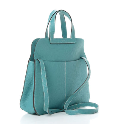 Hermes Taurillon Clemence Halzan 31 GM Bleu Jean 6 of 14