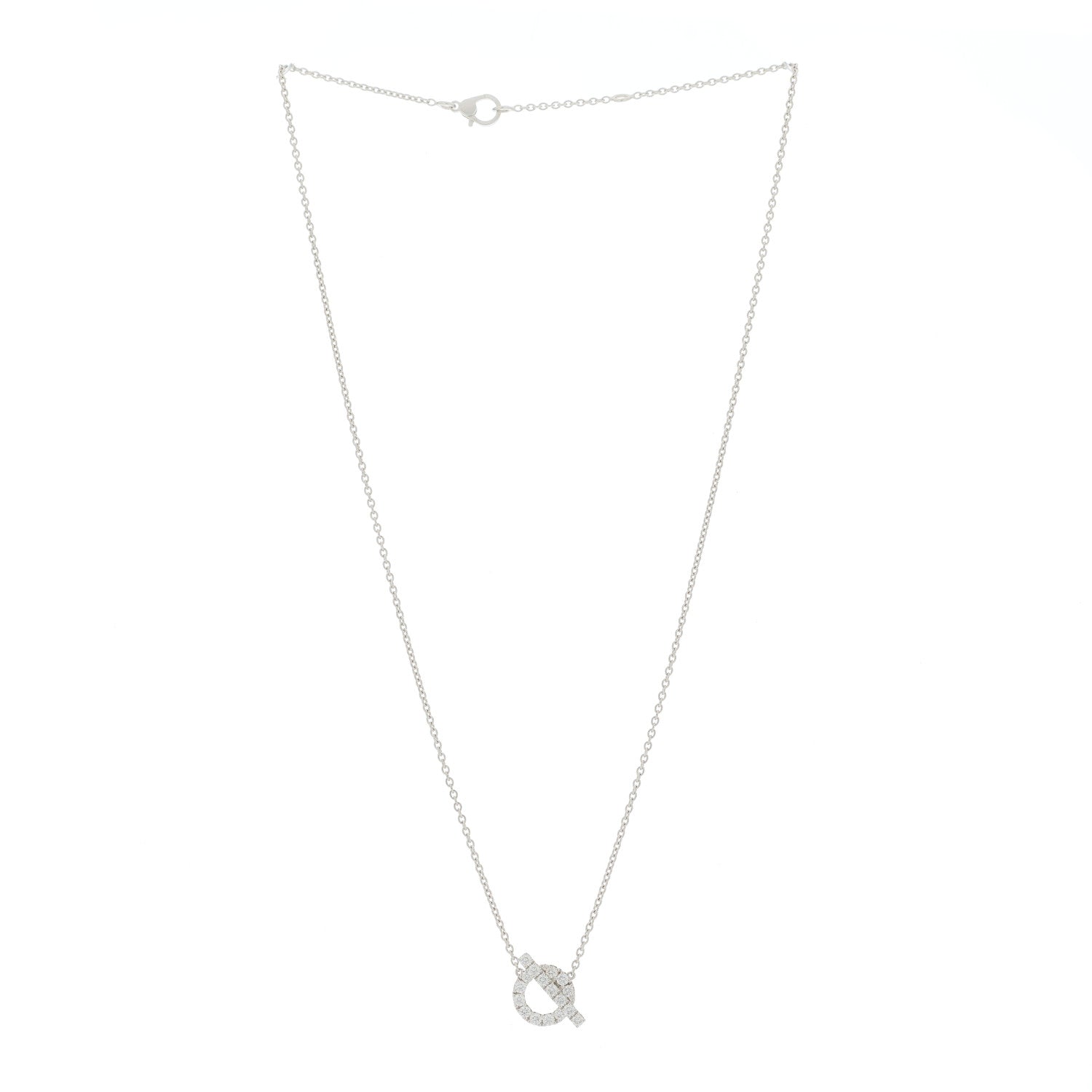 Hermes 18K White Gold Diamond Finesse Pendant Necklace 2 of 5