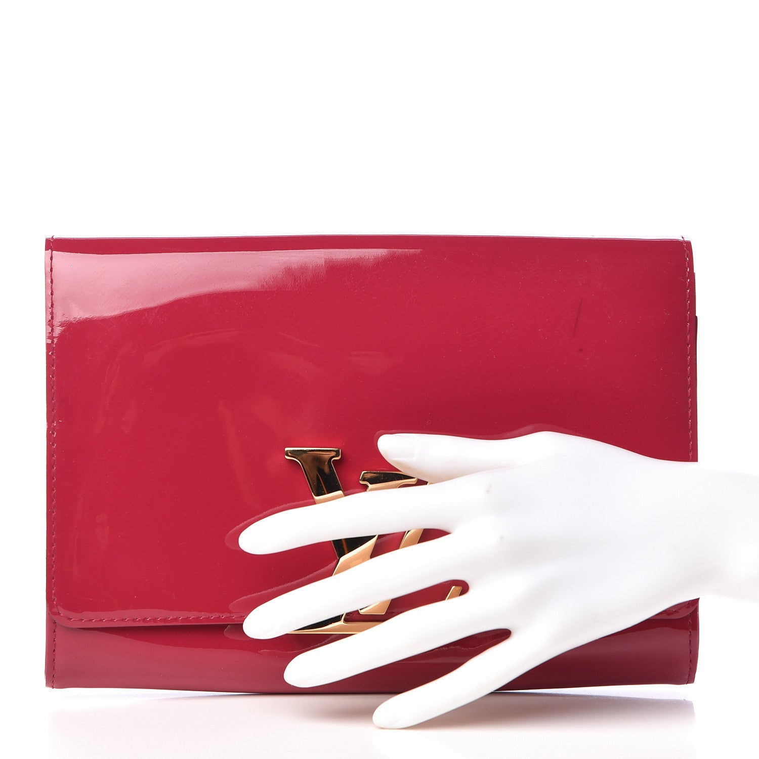 Louis Vuitton Patent Louise Clutch Rose Indien 2 of 9