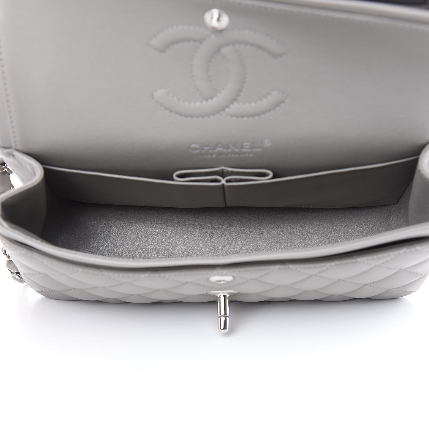 Lambskin Quilted Small Double Flap Grey