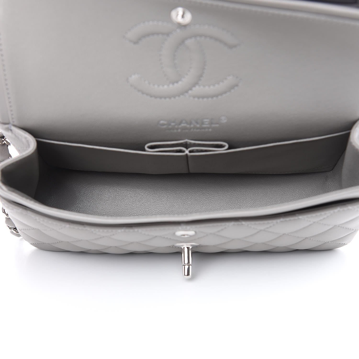 Chanel Lambskin Quilted Small Double Flap Grey 5 of 12