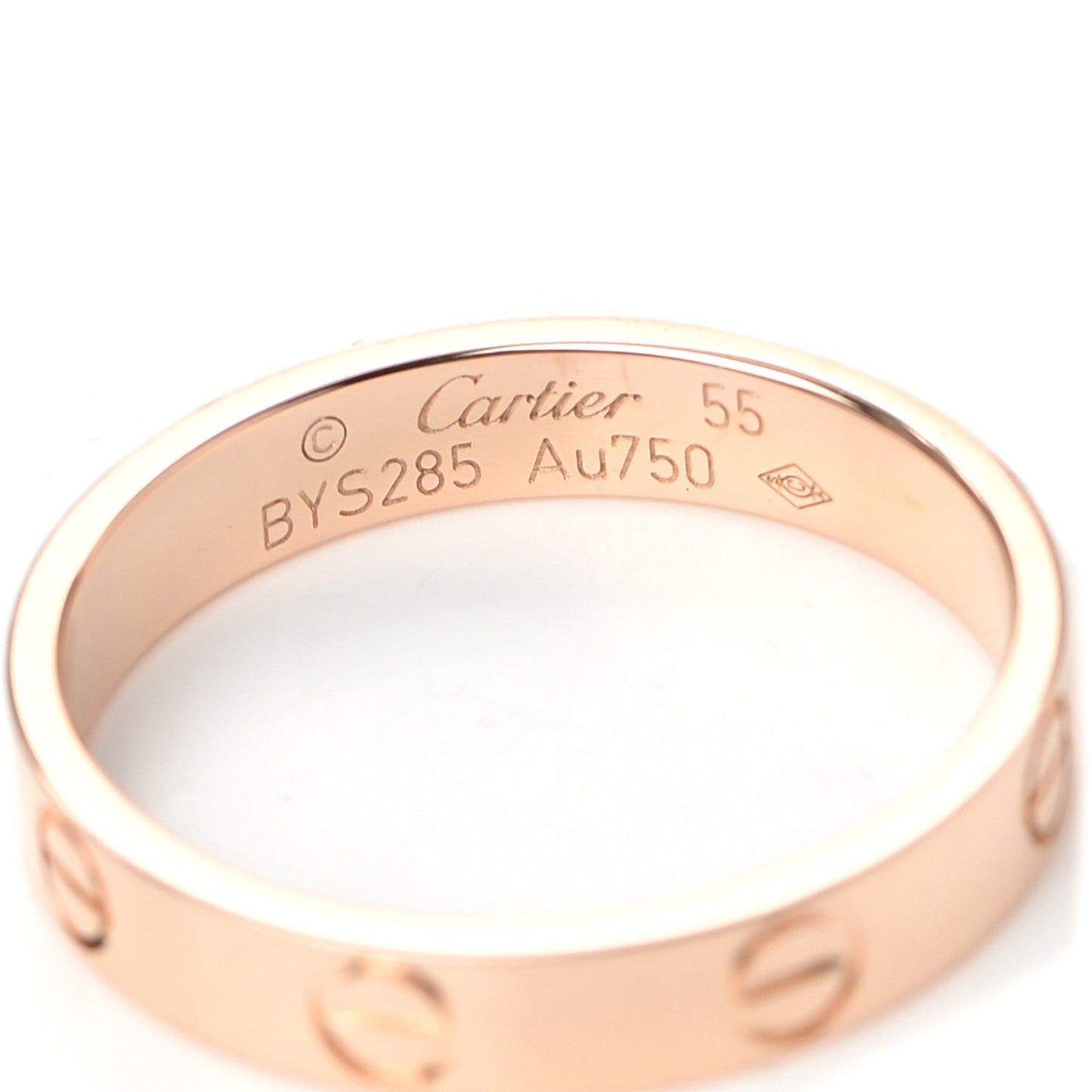 18K Pink Gold 3.5mm LOVE Wedding Band Ring 55 7.25