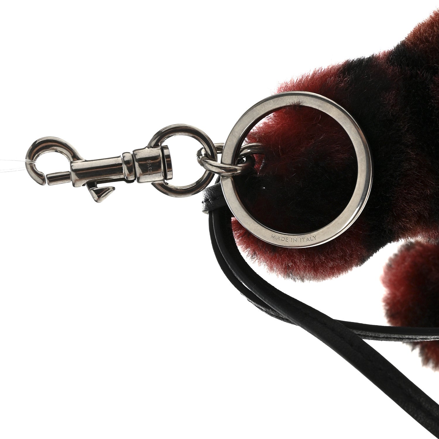 Celine Fur Leopard Print Triomphe Bag Charm Burgundy 3 of 3