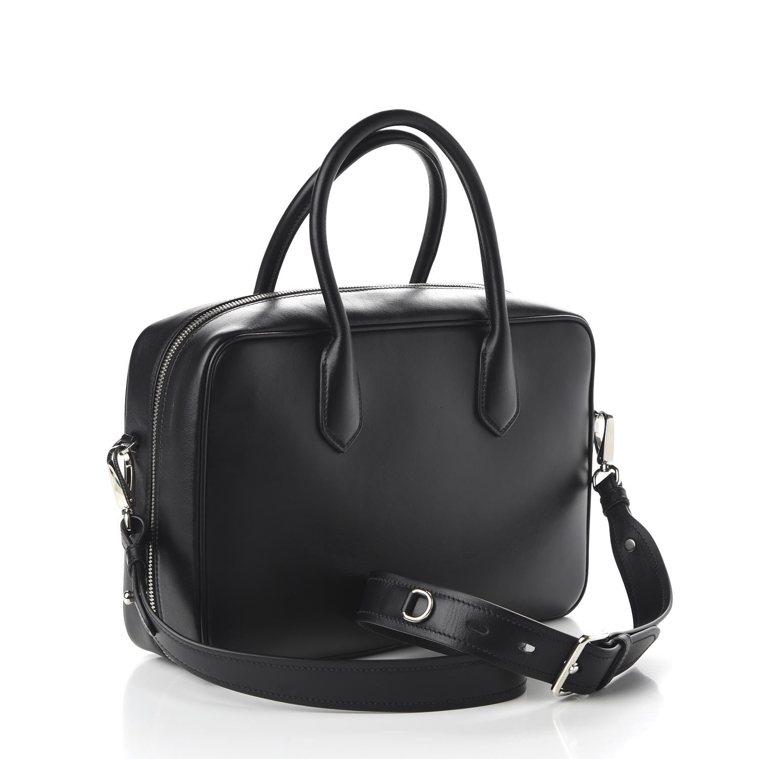 Prada City Calfskin Racing Logo Bowler Black Fuxia 4 of 10