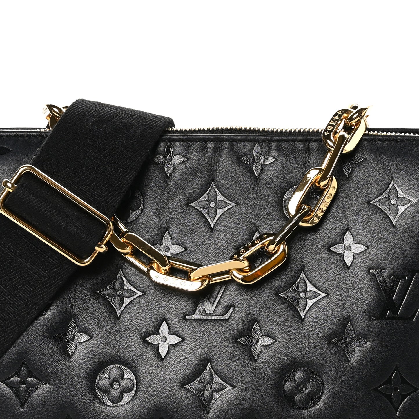 Lambskin Embossed Monogram Coussin PM Black