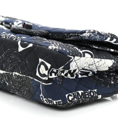 Chanel Jersey Quilted Graffiti Reissue 225 Flap Navy Blue 10 of 10