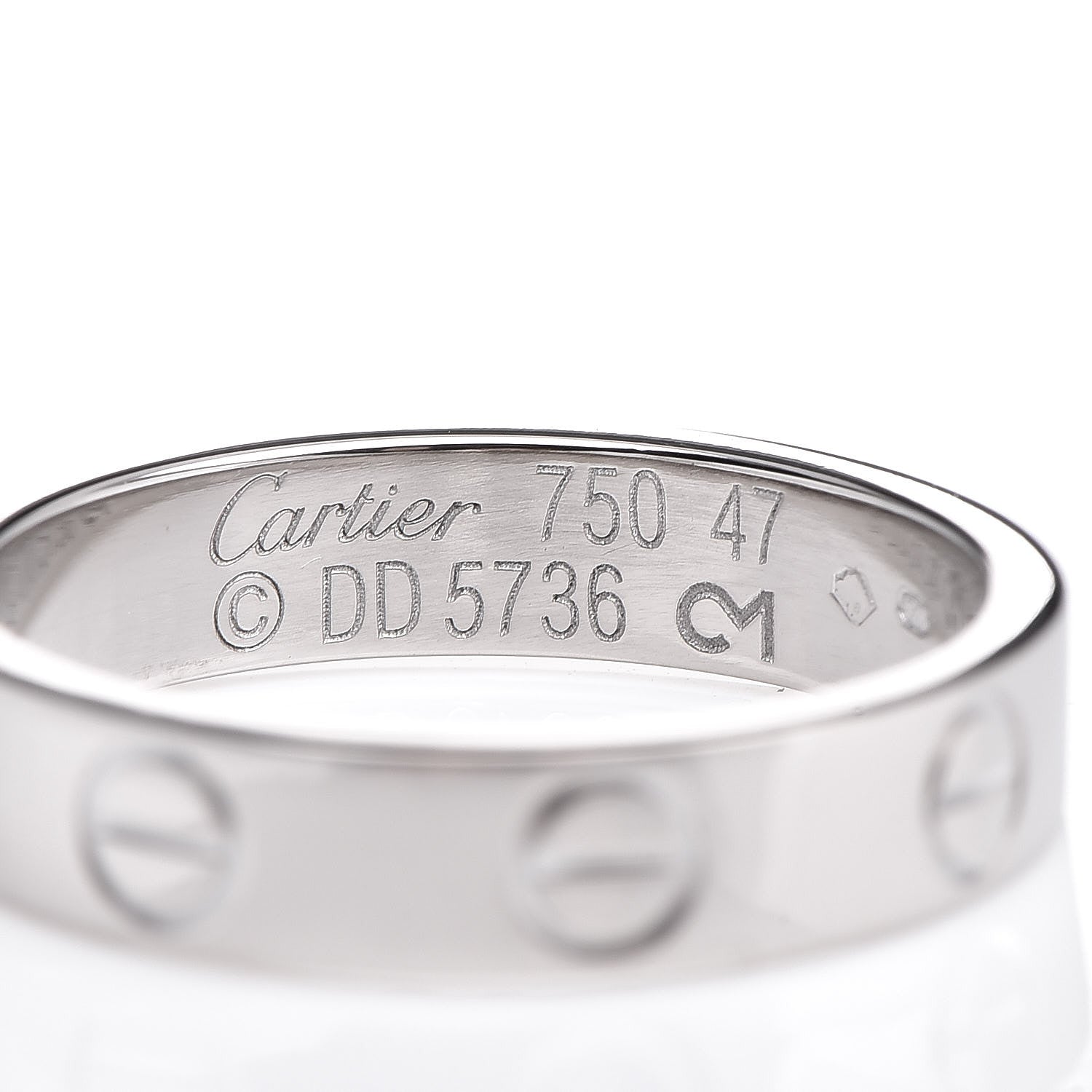 Cartier 18K White Gold 3.5mm LOVE Wedding Band Ring 47 4 4 of 5