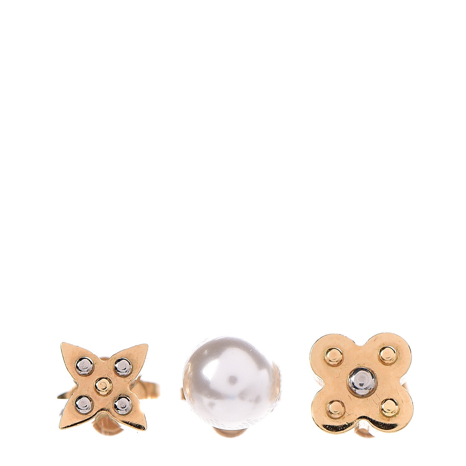 Louis Vuitton Pearl Charmy Earrings Set Gold 1 of 3