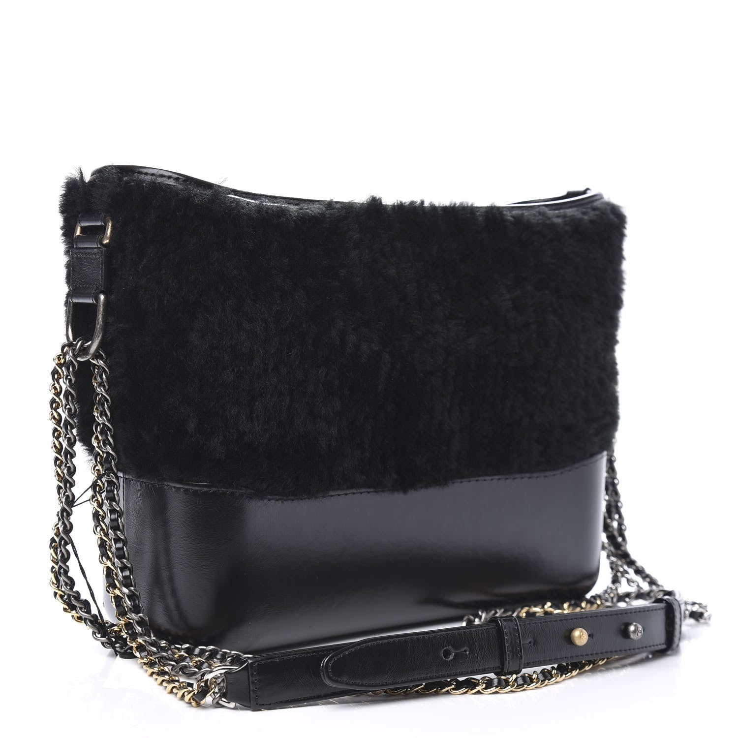 Chanel Shearling Medium Gabrielle Hobo Black 3 of 10