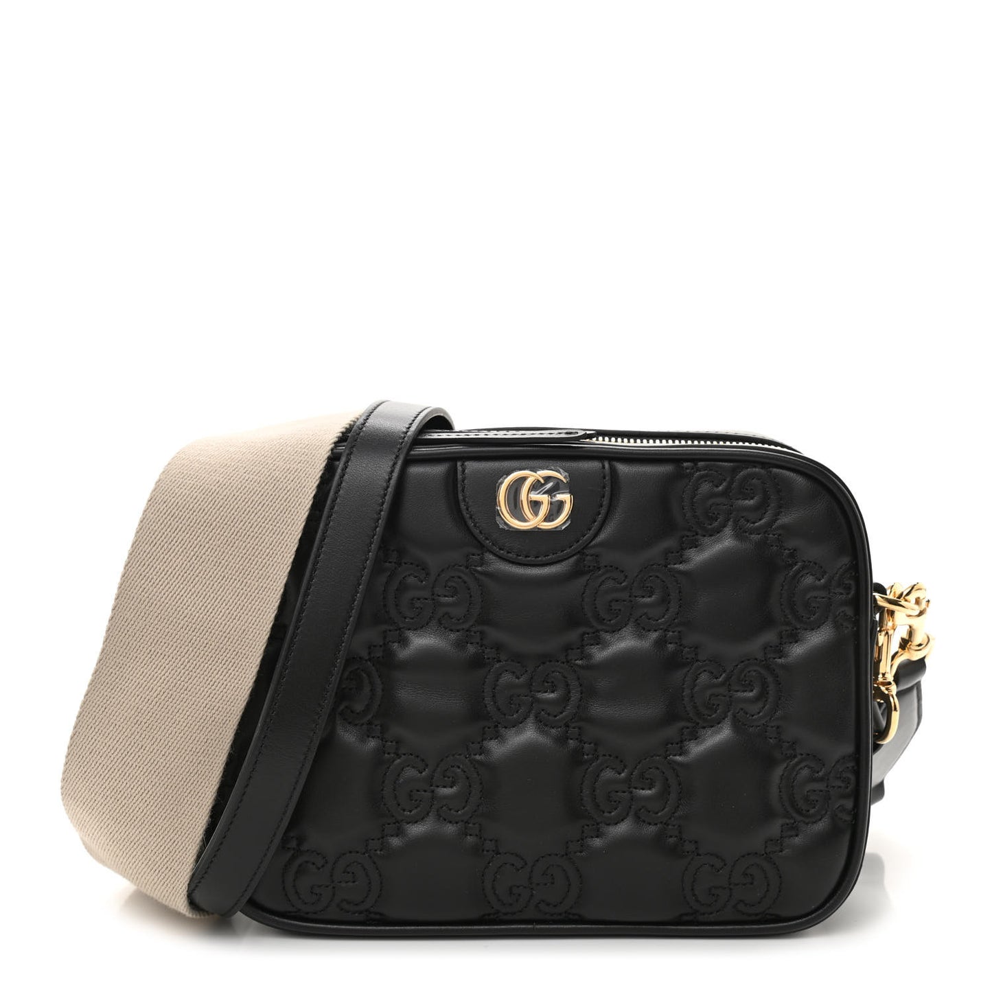 Calfskin GG Matelasse Shoulder Bag Black Natural