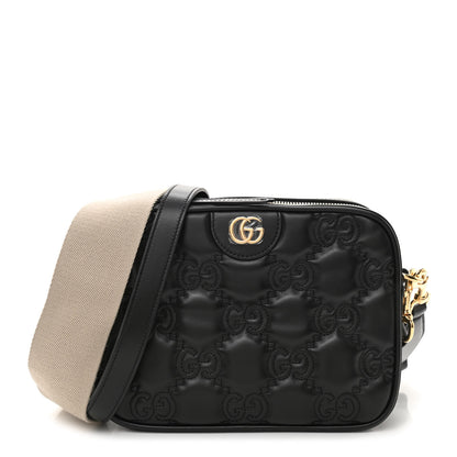 Gucci Calfskin GG Matelasse Shoulder Bag Black Natural 1 of 9