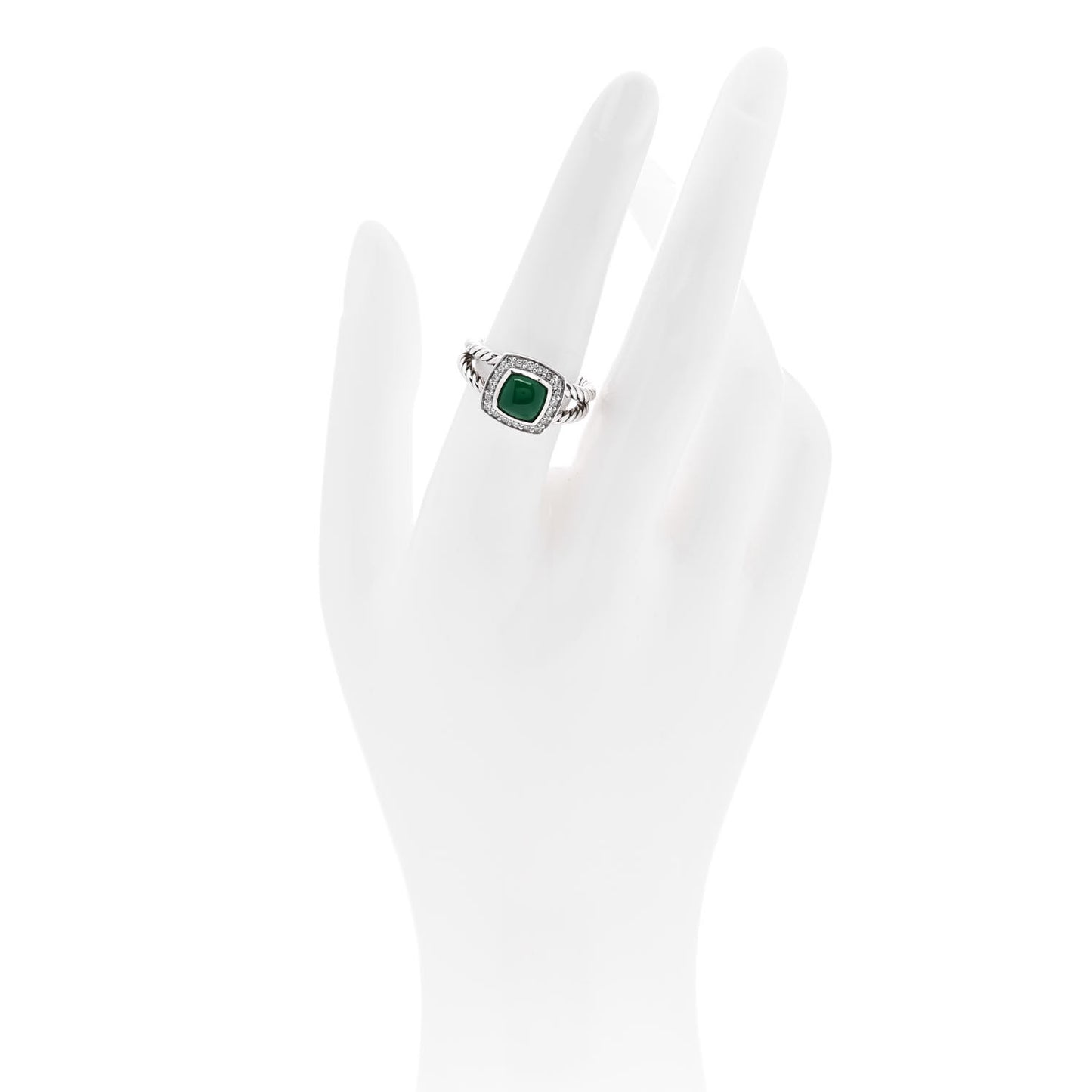 Sterling Silver Diamond Green Onyx 7mm Petite Albion Ring 54 7