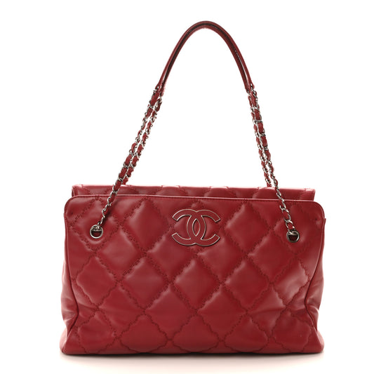 Calfskin Double Stitch Large Hamptons Tote Red