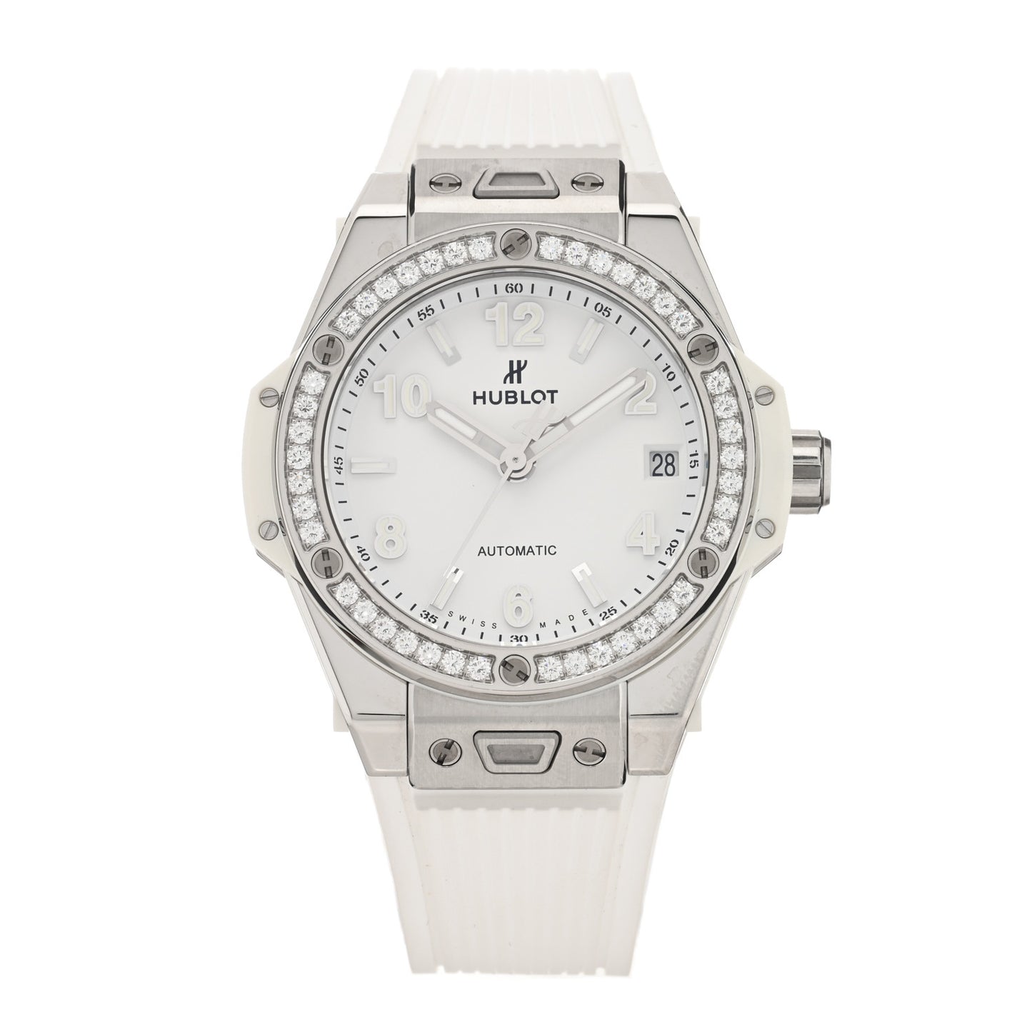 Stainless Steel Rubber Diamond Bezel 39mm Big Bang Automatic Watch White 465.SE.2010.RW.1204