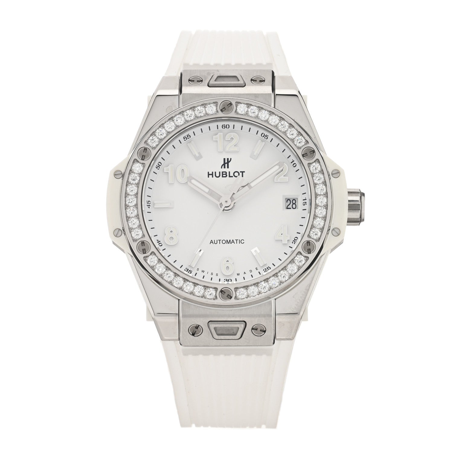 Hublot Stainless Steel Rubber Diamond Bezel 39mm Big Bang Automatic Watch White 465.SE.2010.RW.1204 1 of 5
