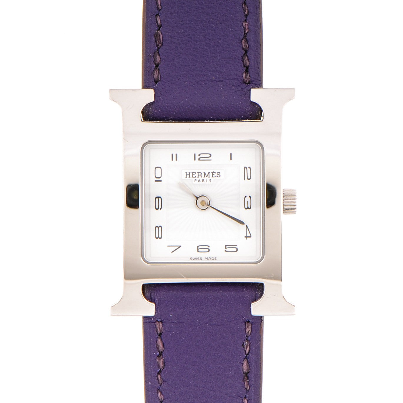 Hermes Stainless Steel Swift 21mm Heure H Hour Quartz Watch Iris 1 of 11