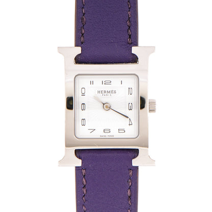 Hermes Stainless Steel Swift 21mm Heure H Hour Quartz Watch Iris 1 of 11