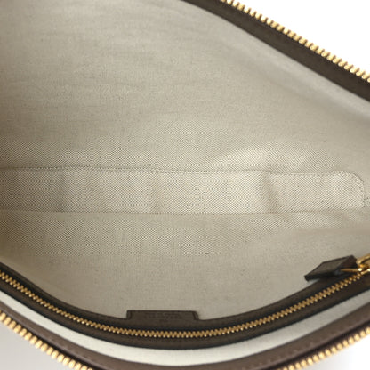 Gucci Monogram Jumbo GG Textured Dollar Calfskin Web Wristlet Messenger Bag Camel Ebony New Acero 5 of 9