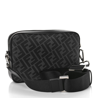 Fendi Glazed Fabric Vitello Liberty FF 1974 Diagonal Medium Camera Case Black Sunflower 3 of 9