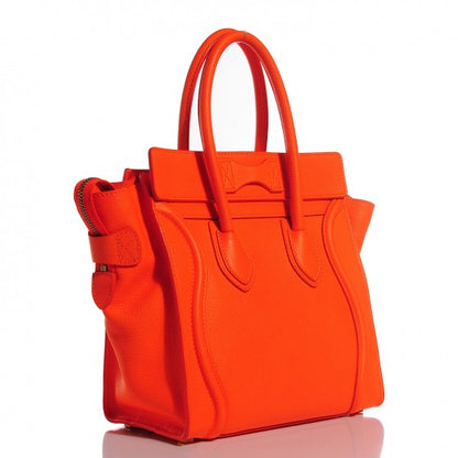 Celine Drummed Calfskin Micro Luggage Bright Orange 3 of 16