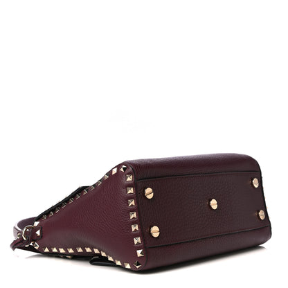 Valentino Garavani Pebbled Calfskin Rockstud Top Handle Shoulder Bag Rubin 4 of 8
