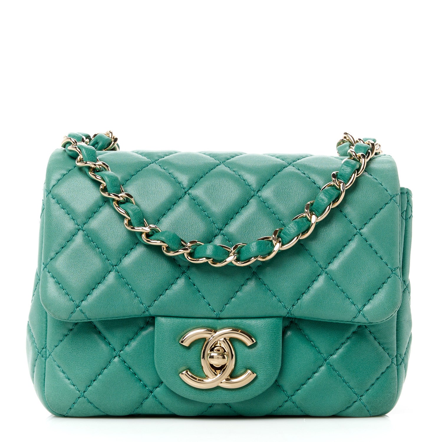 Chanel Lambskin Quilted Mini Square Flap Green 1 of 13
