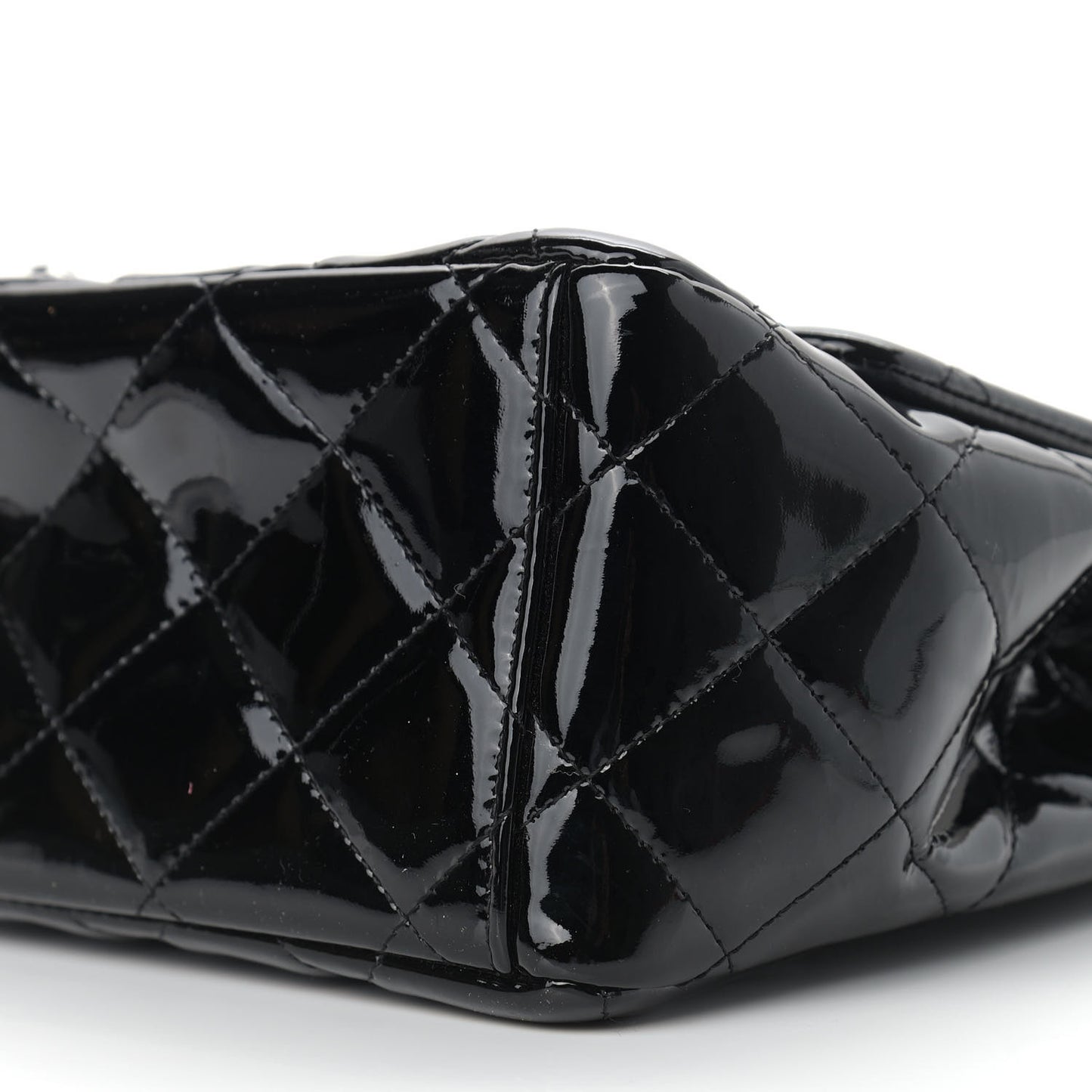 Patent Quilted Maxi Single Flap Black