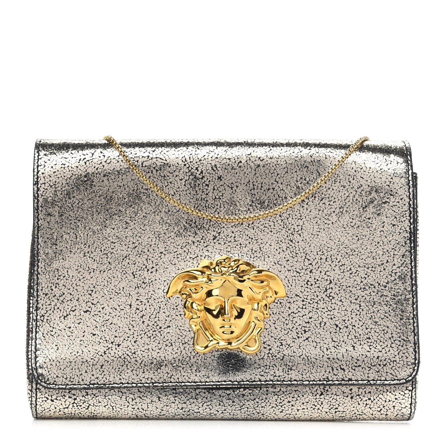 Versace Metallic Suede Palazzo Medusa Evening Bag Gold 1 of 10