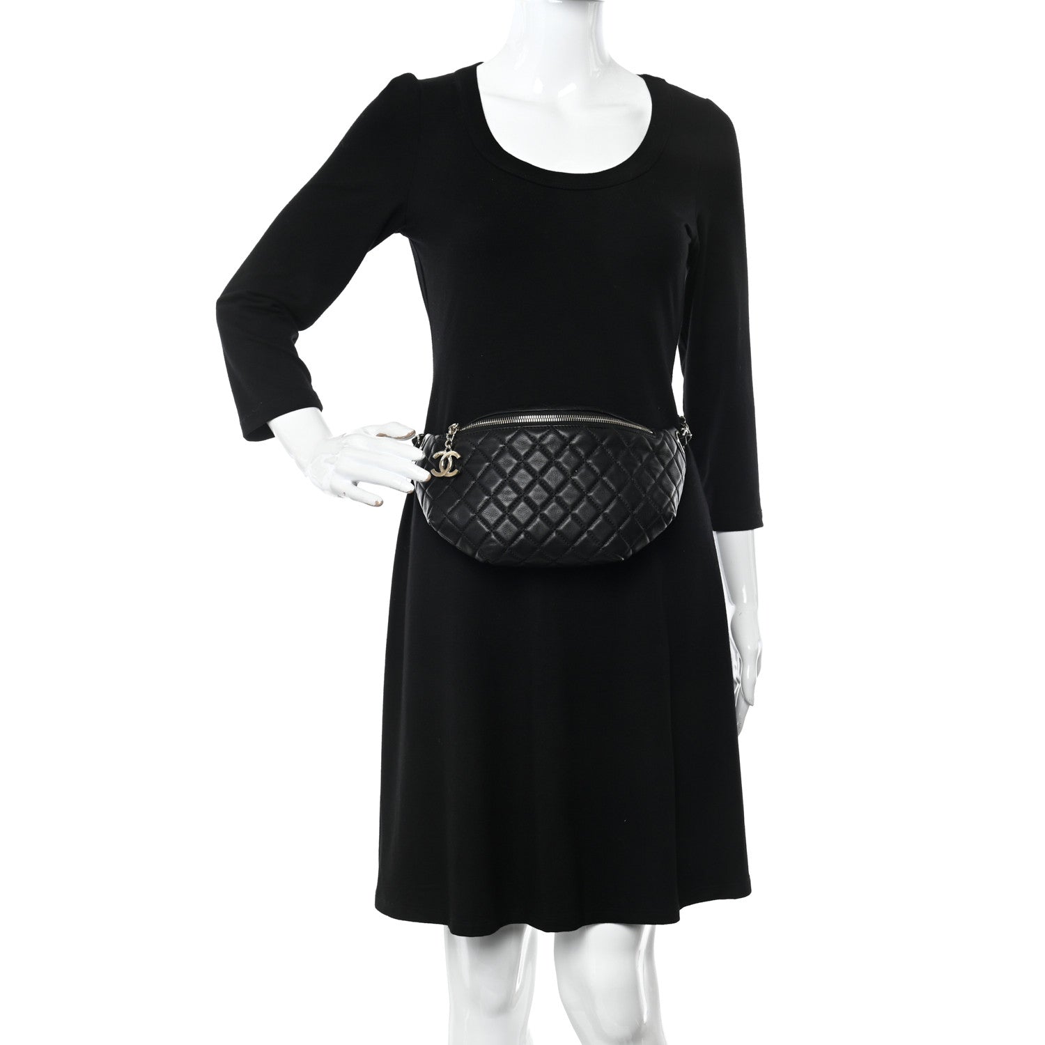 Chanel Calfskin Quilted Banane Waist Bag Fanny Pack Black 2 of 10