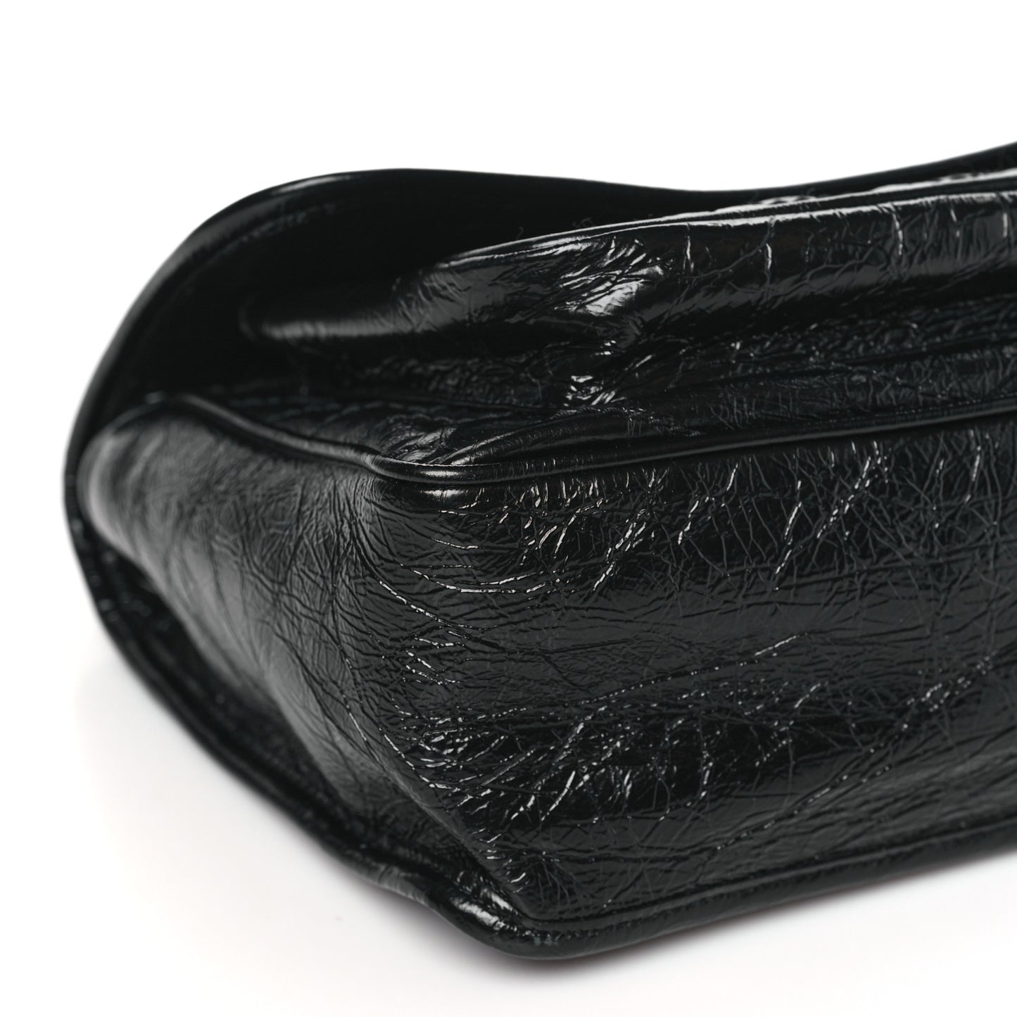 SAINT LAURENT Crinkled Calfskin Matelasse Monogram Medium Niki Chain Satchel Black
