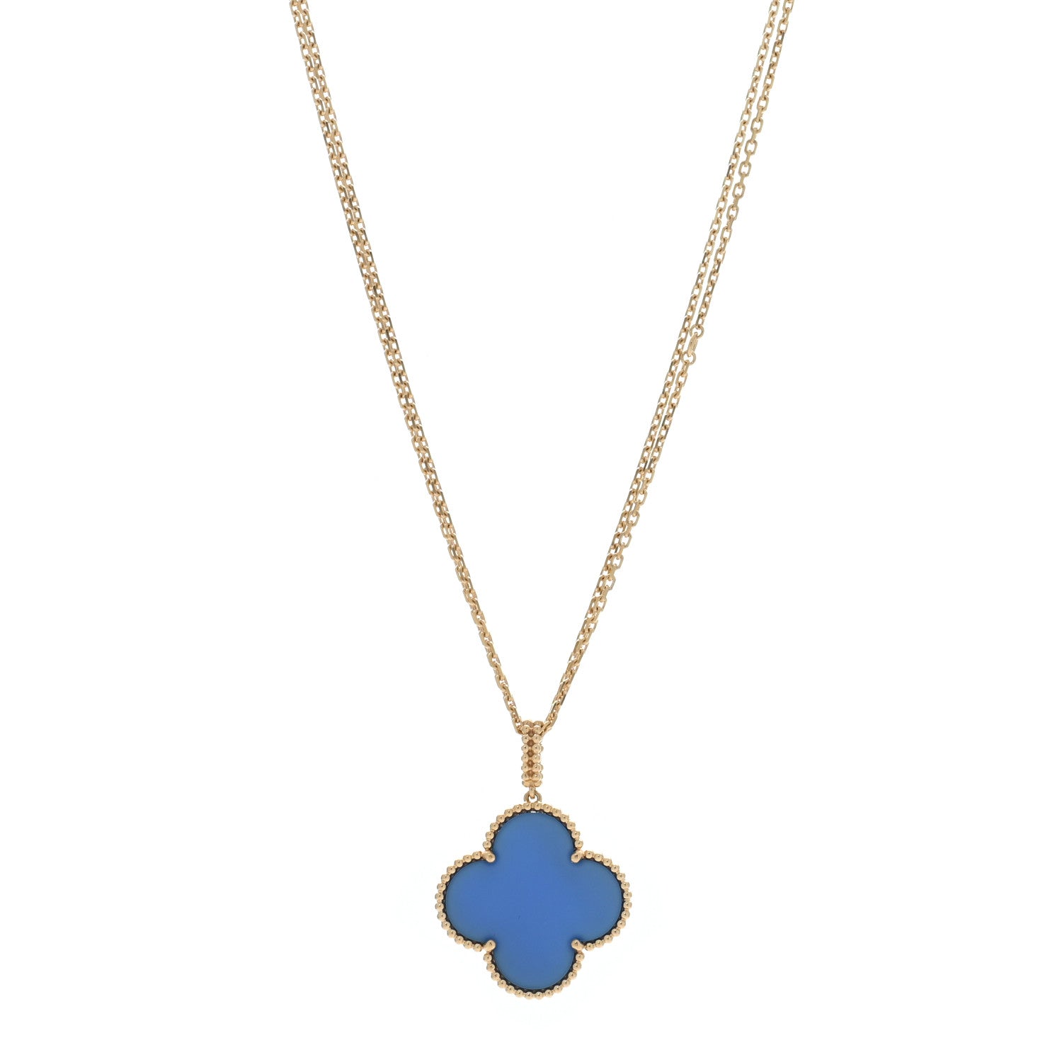 Van Cleef & Arpels 18K Yellow Gold Blue Agate Magic Alhambra Long Necklace 1 of 4