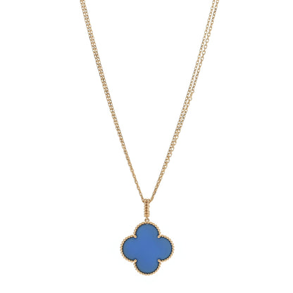 Van Cleef & Arpels 18K Yellow Gold Blue Agate Magic Alhambra Long Necklace 1 of 4