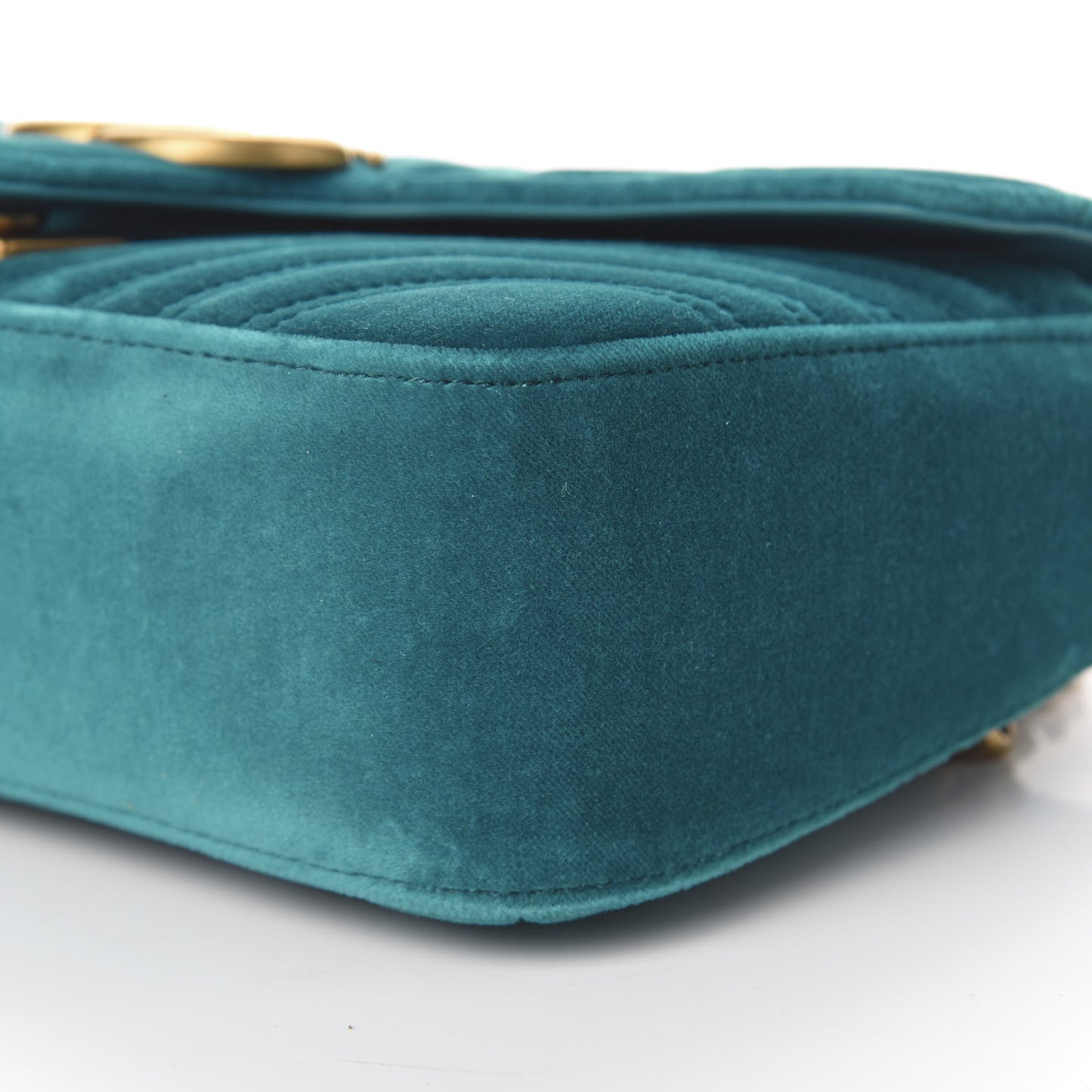 Velvet Matelasse Small GG Marmont Shoulder Bag Pavone Cyan